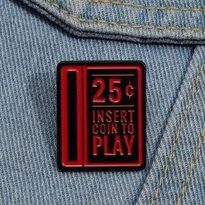 3/$25 Arcade Game Coin Slot “.25 Insert Coin To Play” Novelty, Retro Game Pin